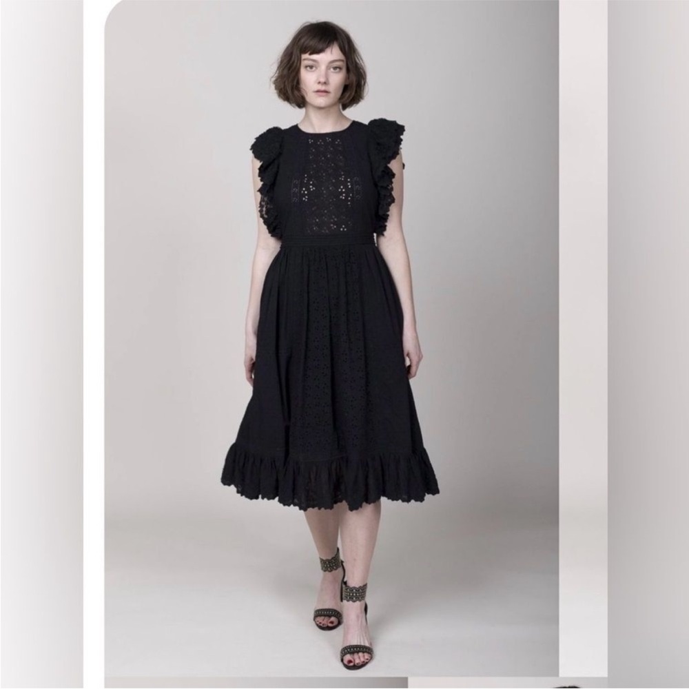 Ulla Johnson Ruffled Black Midi Dress